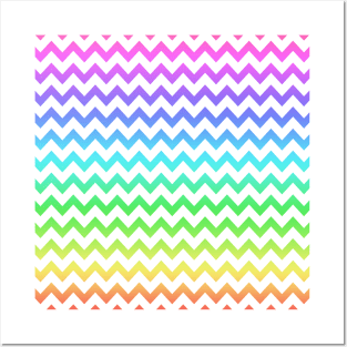 Rainbow Chevron pattern Posters and Art